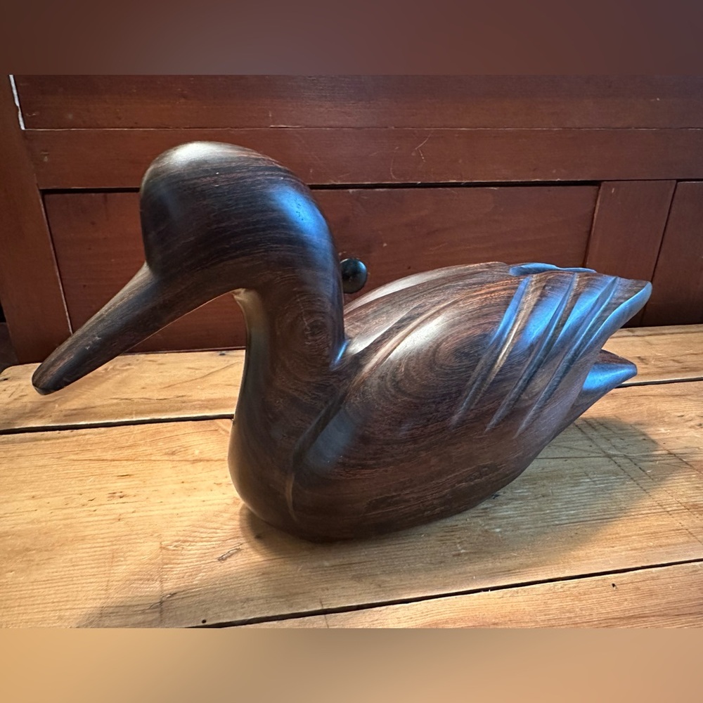 Vintage Solid Wood Carved Duck